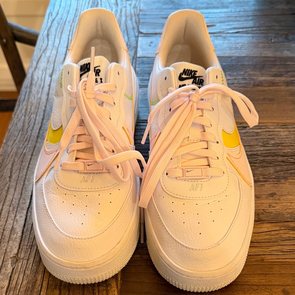 Nike Air Force 1 White and Yellow Sneakers